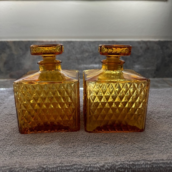 Vintage Amber Gold Glass | Made in Japan | 1 set (2 pieces) - Picture 2 of 6